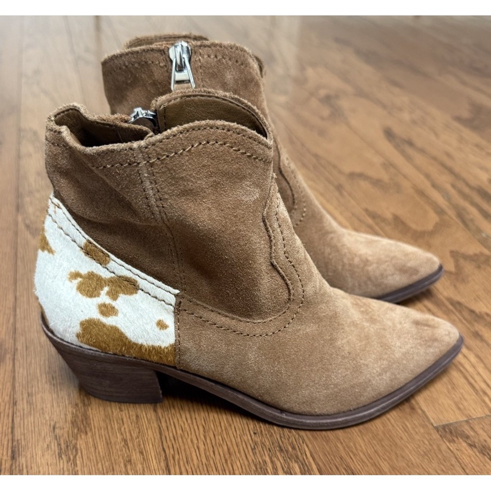 Dolce Vita Senica Suede Western Ankle Boot Bootie Cow Hair Women's Size 6 EUC